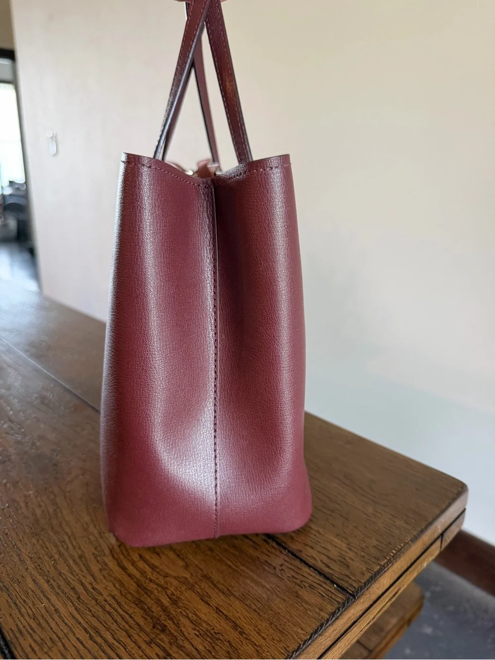 Kate Spade Harper Leather Satchel Tote Bag Burgundy Wine Purse